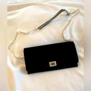 Black Suede Clutch with tortoise clasp